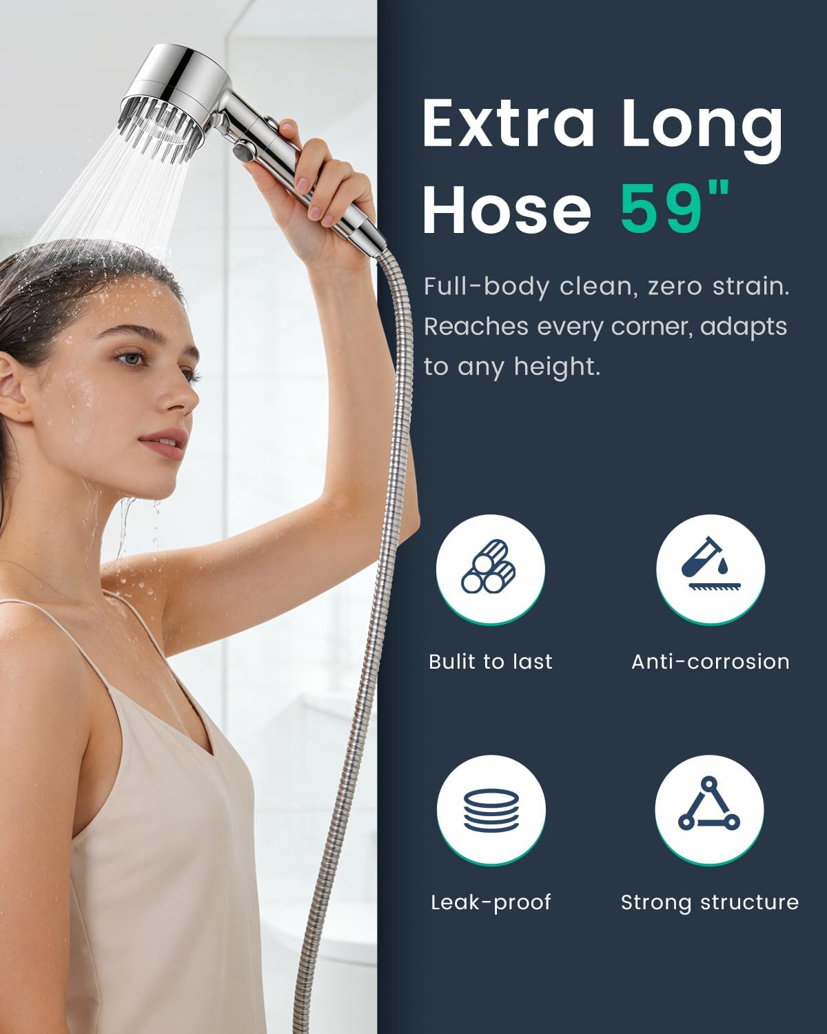 Filtered Shower Head with Handheld with 4PCS Filters, High Pressure 4 Spray Modes Shower heads with Filter, IronDrops Water Softener Filter for Hard Water 70" Hose (Chrome)