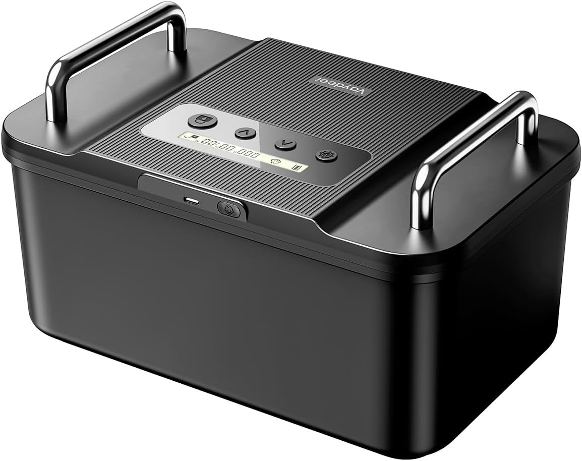 Vaydeer Metal Timed Lock Box with Handles, Phone Lock Box with Timer