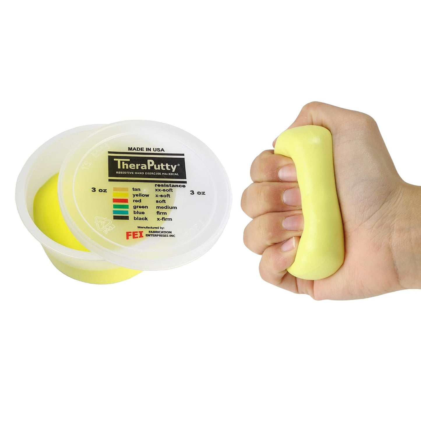 CanDo Theraputty Plus Hand Exercise Putty for Rehabilitation, Exercises, Hand Therapy, Hand Strengthening, Stress Relief - Yellow 4 oz X-Soft