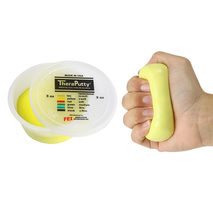 CanDo Theraputty Plus Hand Exercise Putty for Rehabilitation, Exercises, Hand Therapy, Hand Strengthening, Stress Relief - Yellow 4 oz X-Soft
