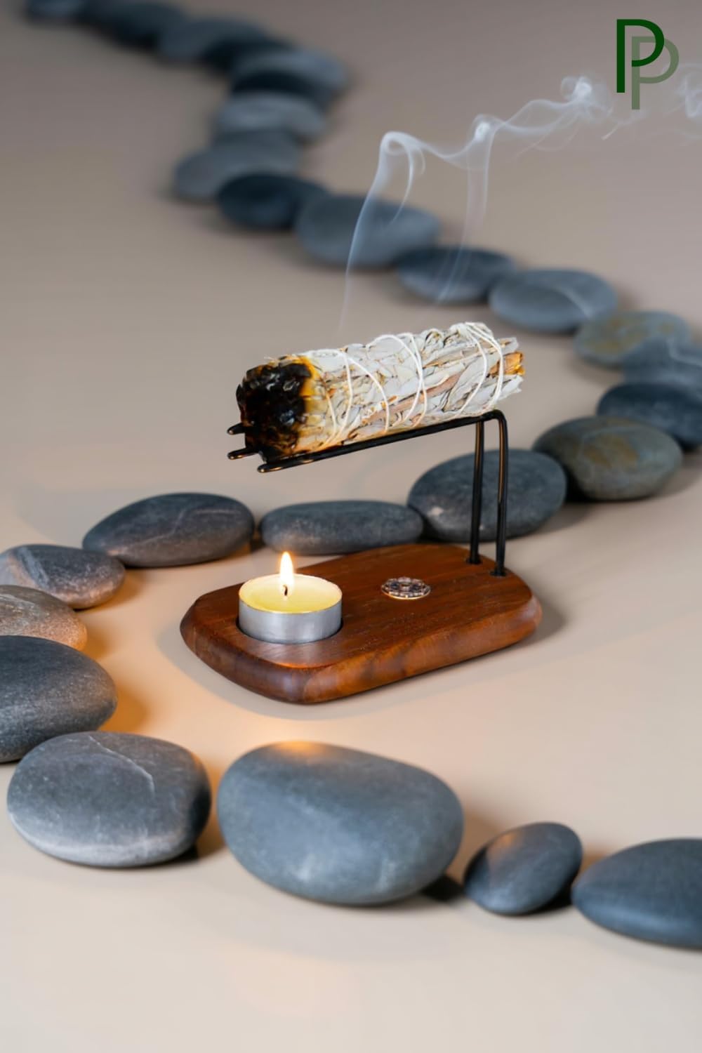 4 in 1 Walnut Wood Palo Santo Holder Hand-Crafted Incense Sticks Holder for Burning Sage with Booklet The Most Complete Palo Santo Holder for Your Meditation Room Home Decor Gift