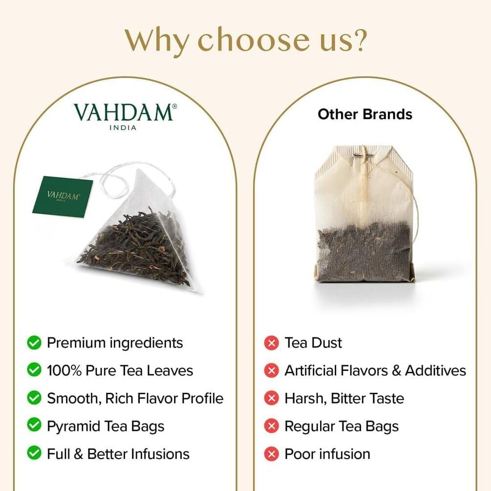 VAHDAM Earl Grey Tea Bags (100 Count)Bergamot Black Tea in Pyramid Tea Bags