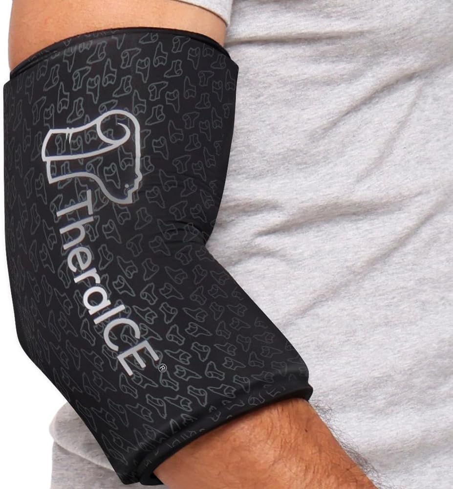 TheraICE Elbow Ice Pack Wrap Compression Sleeve for Injuries Reusable Gel Arm Cold Packs | Tennis Elbow Golfers & Cubital Tunnel, Tendinitis Pain Relief | Plus Shin Splints, Calf Strain | Women & Men