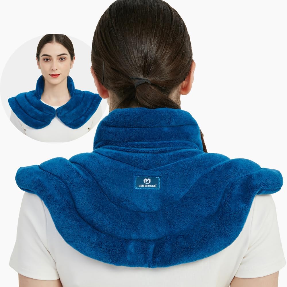 Microwavable Heat Pad for Neck and Shoulders, Weighted Microwave Moist Heating Wrap for Pain Relief Sore Muscle Stress Tension, Heated Wrap with Aromatherapy, Hot & Cold Compress, Grey