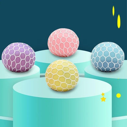 MEIEST 4 PCS Colorful Mesh Grape Stress Balls - Squeeze Color Change Fidget Toys for Stress Relief and Hand Exercise