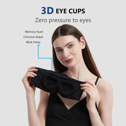 ALASKA BEAR Sleep Mask for Side Sleepers Patented Design, Cup-Shaped and Extra-Soft, 100 Blackout Eye Mask Shades Cover for Men and Women Home or Travel, Machine Washable, Black