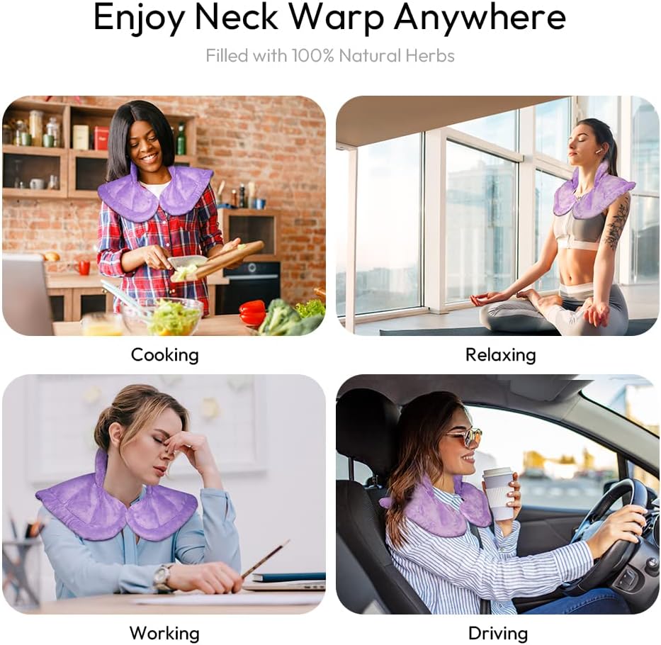 MORLIDEN Microwavable Heated Neck Wrap Warmer and Shoulder Weighted Heating Pad Microwave for Hot and Cold Compress - Dark Gray