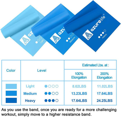 A AZURELIFE Resistance Bands,Professional Long Non-Latex Elastic Stretch Bands,Exercise Bands for Physical Therapy, Yoga, Pilates, Rehab, at-Home or The Gym Workouts, Strength Training
