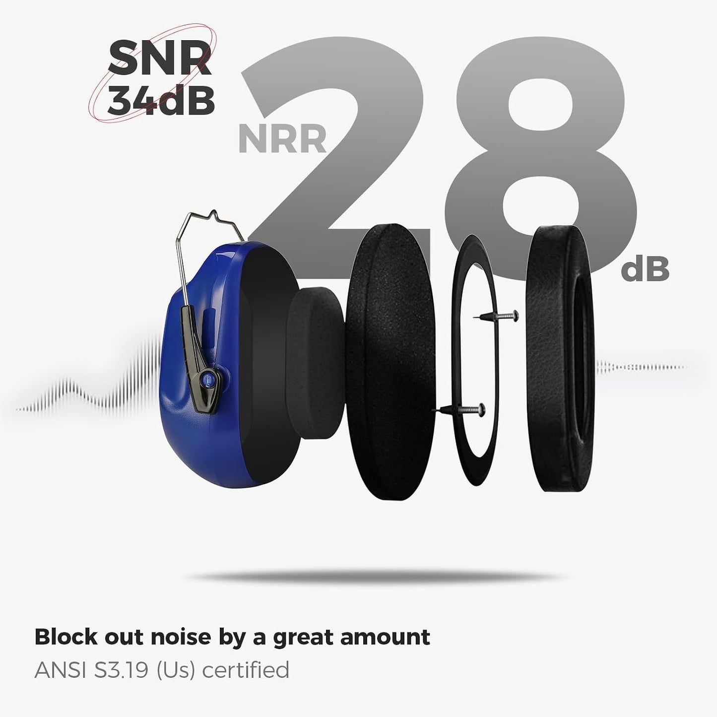 ProCase NRR 28dB Noise Reduction Ear Muffs, Foldable Adjustable Passive Noise Cancelling Headphones for Adults Kids Autism, Hearing Protection for Shooting, Construction, Mowing, Studying -Black - Colors B