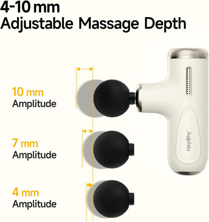 HEYCHY Super Mini Massage Gun Deep Tissue, Handheld Muscle Massager with 4 Heads, Percussion Travel Size Massager Gun FSA Eligible for Men Women Back Relief, Quiet for Home, Gym, Office, HSA, Black