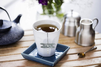 NSTaygate 2pcs Tea Infuser,Loose Leaf Tea Steeper Tea Strainer with Charm Handmade Dragonfly Butterfly Pendant Tea Ball Tea Filter Tea Infusers for Loose Tea