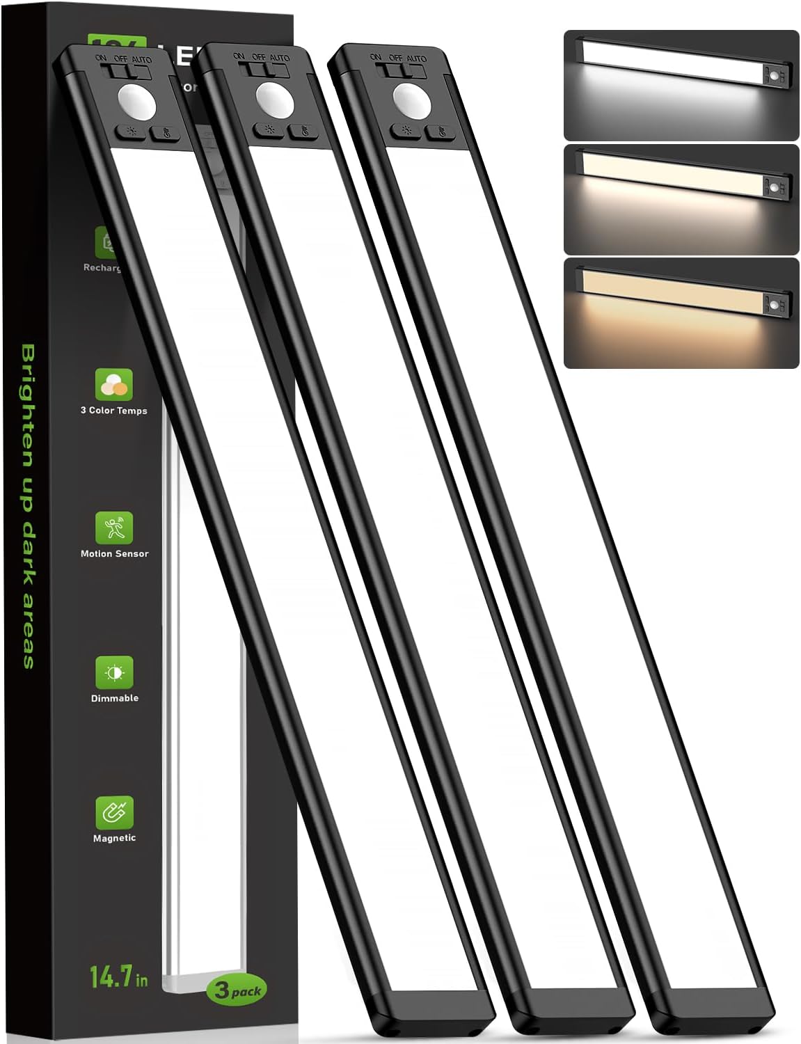 MCGOR 10inch Under Cabinet Lighting, Wireless Motion Sensor Light