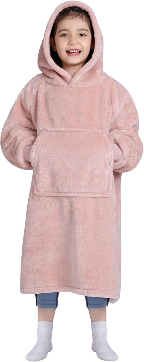 Waitu Wearable Blanket Sweatshirt Gifts for Women and Men, Warm and Cozy Giant Blanket Hoodie, Thick Flannel Blanket with Sleeves and Giant Pocket - Dark Gray