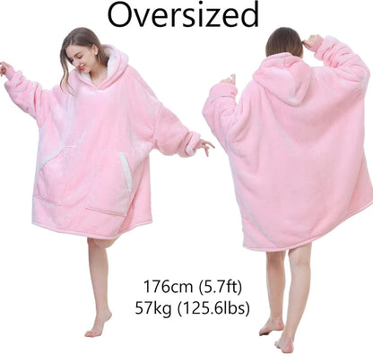 Kipswiza Wearable Blanket Hoodie Gifts for Women and Men, Oversized Cozy Warm Flannel Sherpa Hooded Blankets Sweatshirt with Giant Pockets for Adult and Teens, Dark Gray