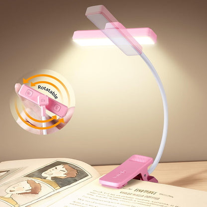 VAVOFO 24 LEDs Rotatable Book Light, Rechargeable Clip Reading Lamp