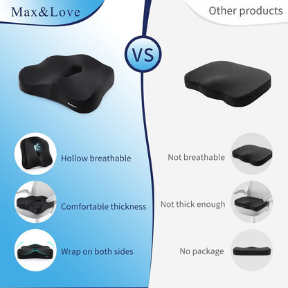 Memory Foam Seat Chair Cushion for Relieves Back Sciatica Pain Tailbone Pain Coccyx Degenerating Disc Orthopedic Osteoarthritis Prostate Cushion Low Back Pain Cushion Hip Shaping (Dark Gray)
