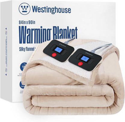 Westinghouse Heated Throw Blanket, Electric Blanket Throw with 6 Heating Levels and 2-10 Hours Time Settings, Flannel to Sherpa Super Cozy Heated Blanket Machine Washable, 50x60 inch, Charcoal