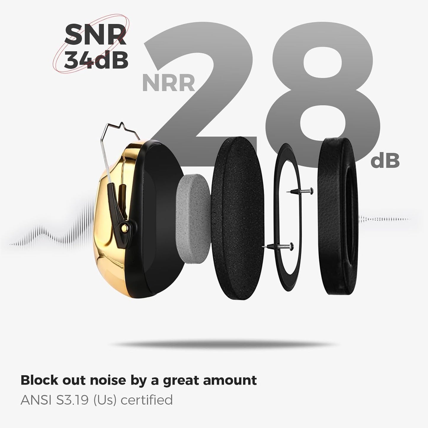 ProCase NRR 28dB Noise Reduction Ear Muffs, Foldable Adjustable Passive Noise Cancelling Headphones for Adults Kids Autism, Hearing Protection for Shooting, Construction, Mowing, Studying -Black - Colors B