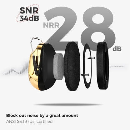 ProCase NRR 28dB Noise Reduction Ear Muffs, Foldable Adjustable Passive Noise Cancelling Headphones for Adults Kids Autism, Hearing Protection for Shooting, Construction, Mowing, Studying -Black - Colors B