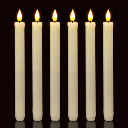 Homemory 6 Pack Flameless Taper Candles, No Remote, Realistic Flickering Battery Operated Candlesticks, Ivory LED Plastic Candle Safe for Weddings, Table Decor, Christmas, and Halloween