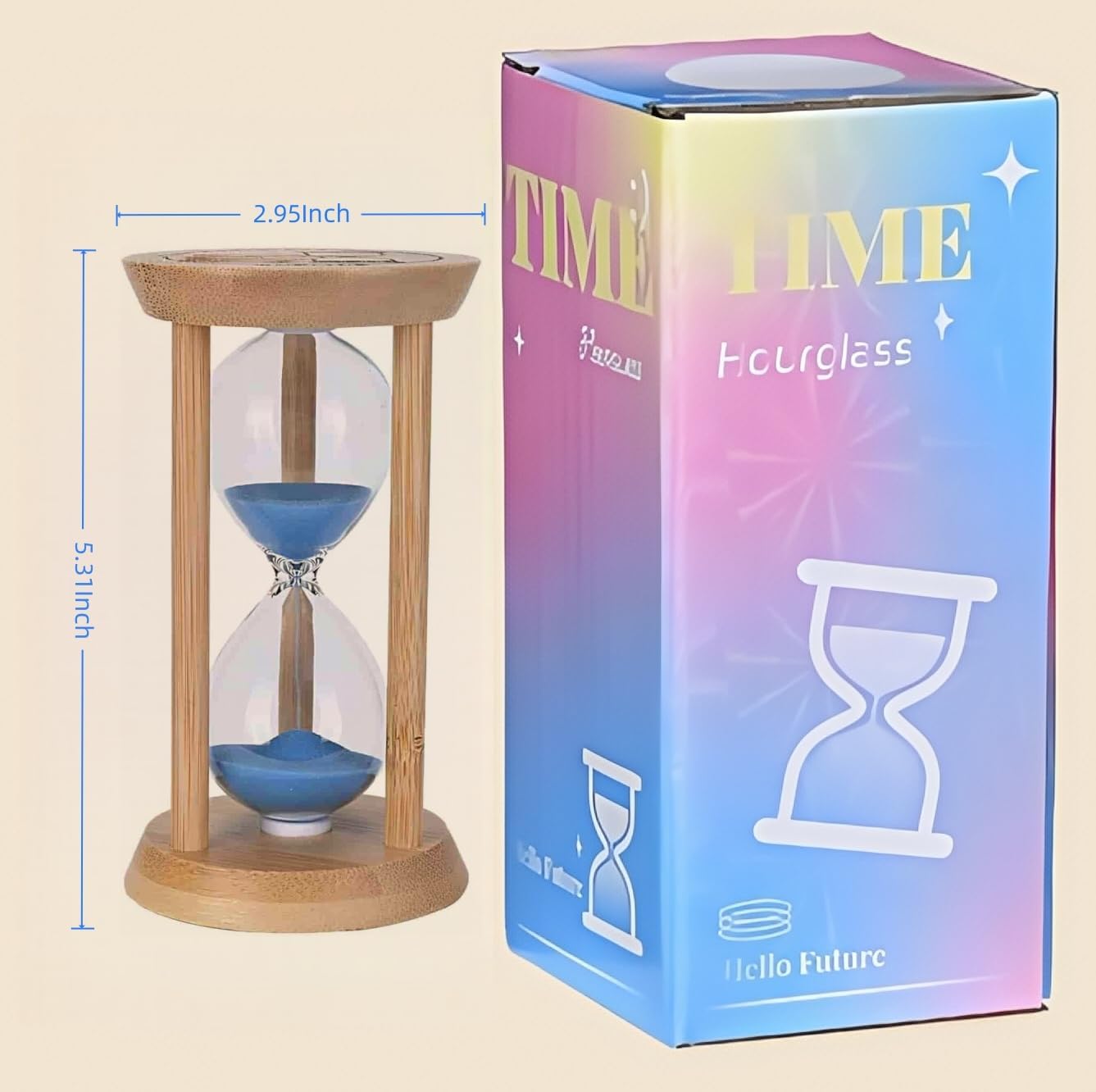Mini Wooden Sand Timers,100% Bamboo Hourglass Sand Timers 1Min Sandglass Timer for Toothbrush Timer Games Classroom Home Office Cooking(Blue+1Min)
