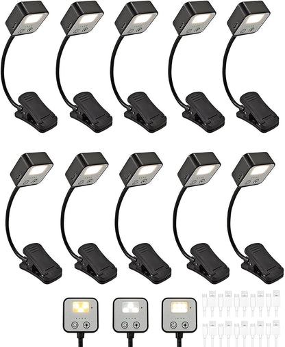 4 Pack Reading Light with 3 Color Temperature, 6 LED Book Clip Lamp for Reading in Bed, Easily Clip on to a Small Mini Lightweight Book Lights for Read Book Lovers