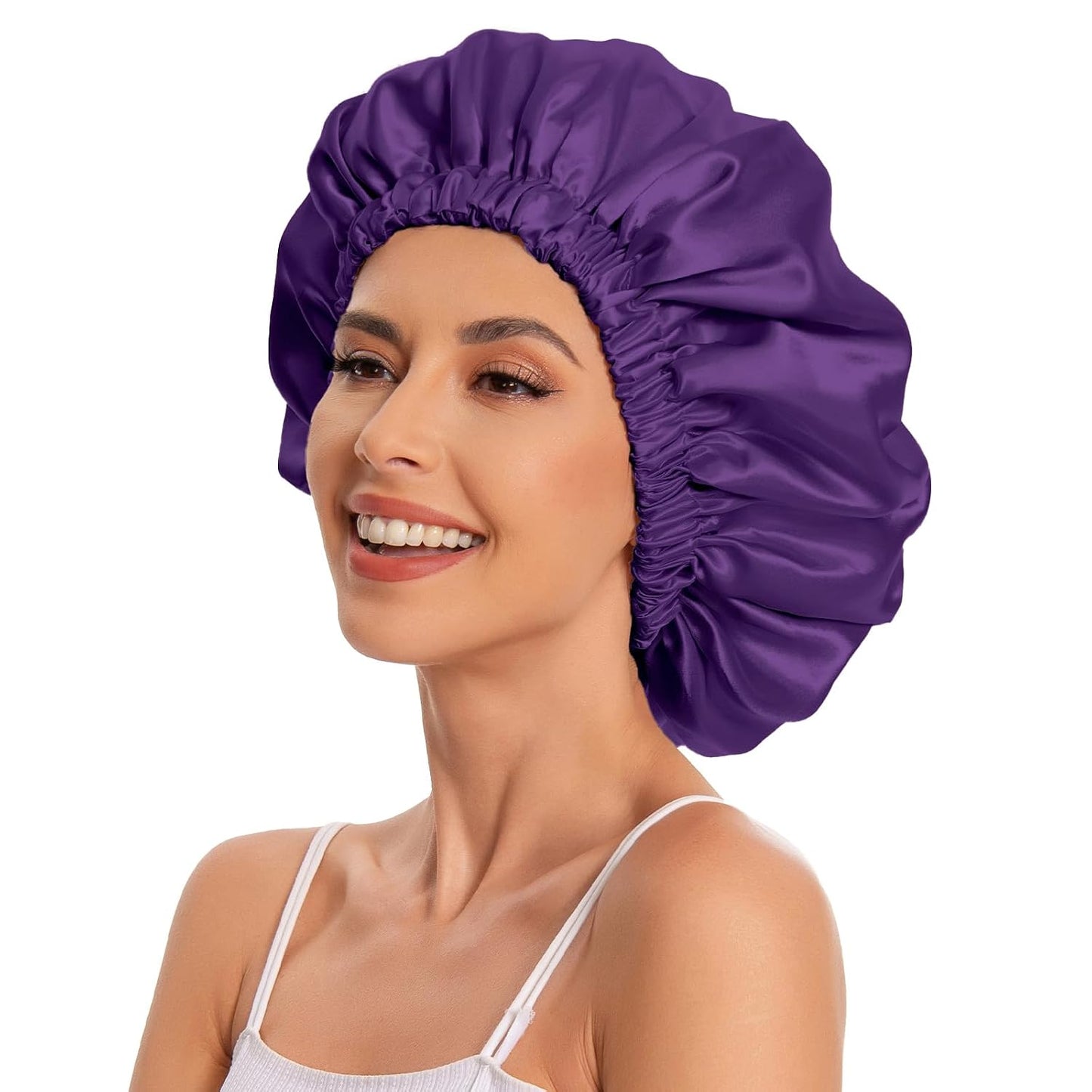Satin Bonnet Silk Bonnet Hair Bonnet for Sleeping-Slouchy Beanie Hat Satin Sleep Cap for Women's Natural & Curly Hair(Blue Zircon)