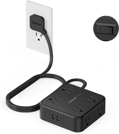 TESSAN Surge Protector Power Strip with 900J Surge Protection, 5 Ft, Grey