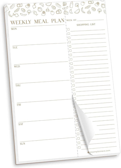 bloom daily planners Weekly Meal Planning Pad - Magnetic Hanging Refrigerator Menu Planner with Tear-Off Sheets & Perforated Grocery Shopping Lists - 6” x 9” (Pink Floral)
