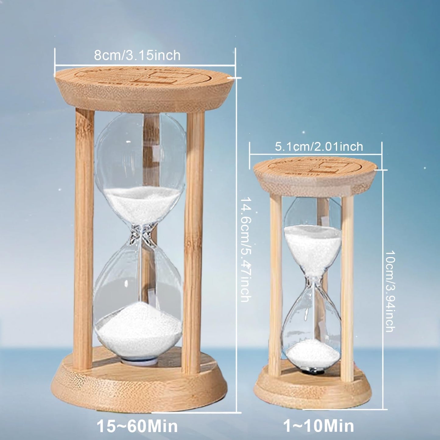 60 Minute Sand Timer, 60 Min Wood Small Hourglass Timer, Blue Sand Clock, One Hour Wooden Hour Glass for Classroom, Sandglass, Reloj De Arena Decorativo, Home, Office, Game, Gift