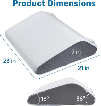 Vekkia 24" x 24" x 5.5" Bed Wedge Pillow for Sleeping – Triangle Pillow for Sleep Apnea, Acid Reflux, Snoring & Back Support, Post-Surgery Recovery, with Pockets & Washable Cover