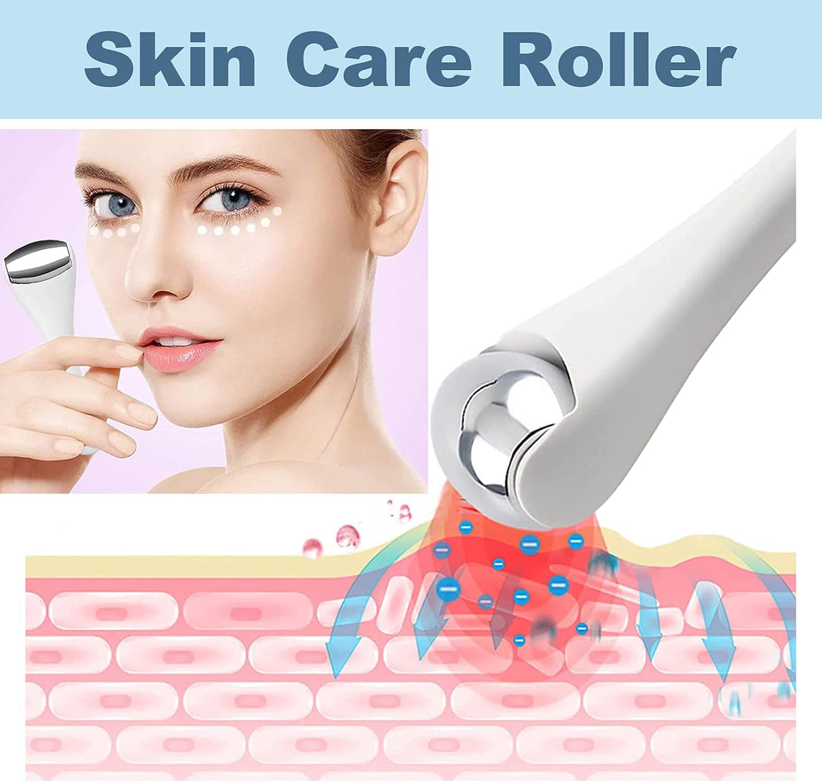 Ice Roller for Face and Eyes - 2PCS Facial Relief Eye Puffiness Massager