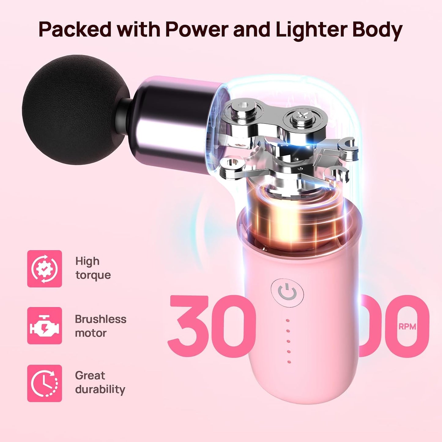 HEYCHY Super Mini Massage Gun, Deep Tissues Percussion Muscle Massager | Compact Sports Travel Massage Gun, FSA Eligible Portable Massager Gun for Her Him, Handheld Massager Gun HSA Eligible Black
