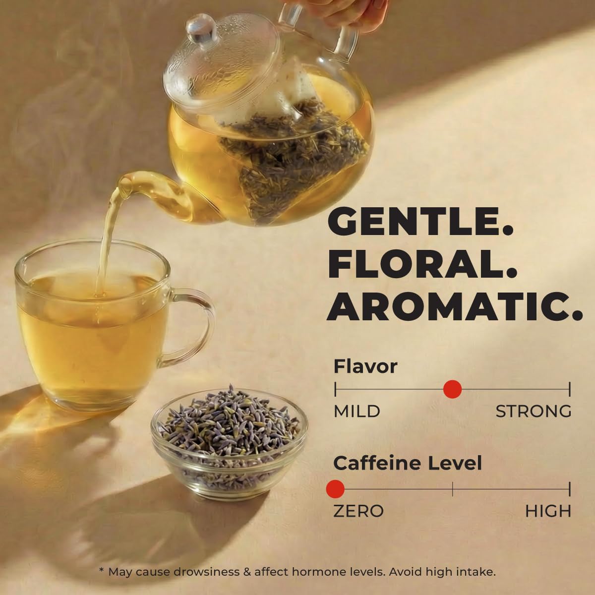 Lavender Tea Bags 100 Count - 100% Natural Caffeine Free Herbal Tea
