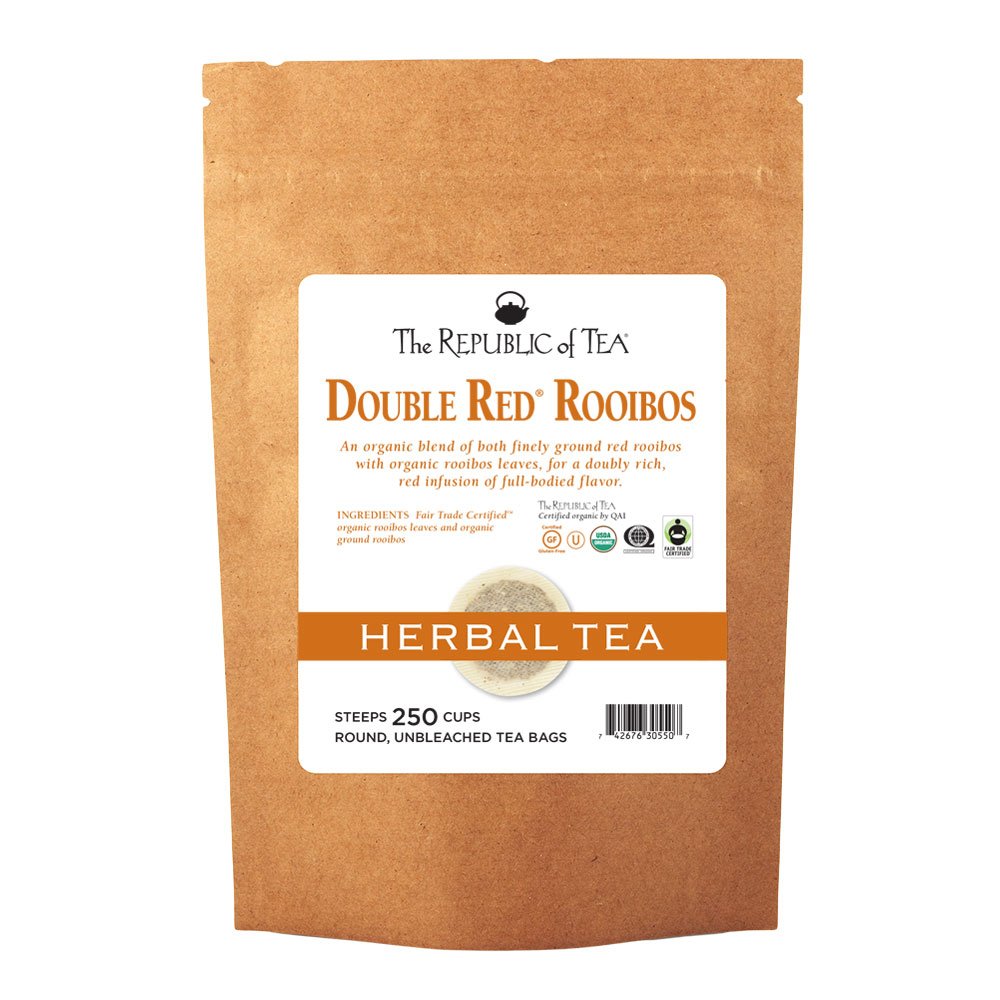 The Republic of Tea – Organic Double Red Rooibos, Naturally Caffeine-Free Rooibos Powder and Leaves, Steeps 36 Cups