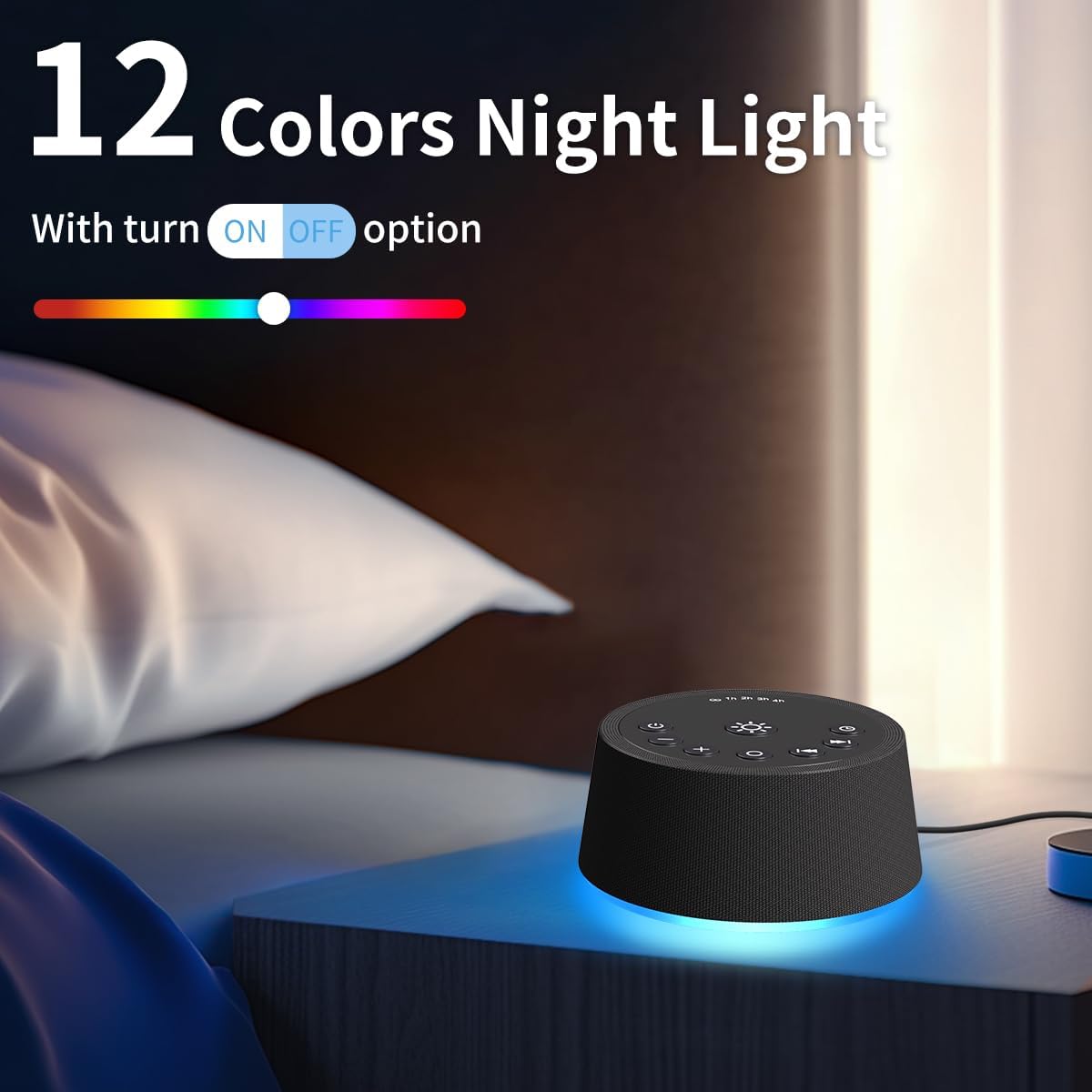 SoundLegend Sleep White Noise Sound Machines 32-Level Volume 30 Sounds 12 Colors Light 5 Timers Adjustable Light Brightness Compact for Everyone Travel Gift Memory Function