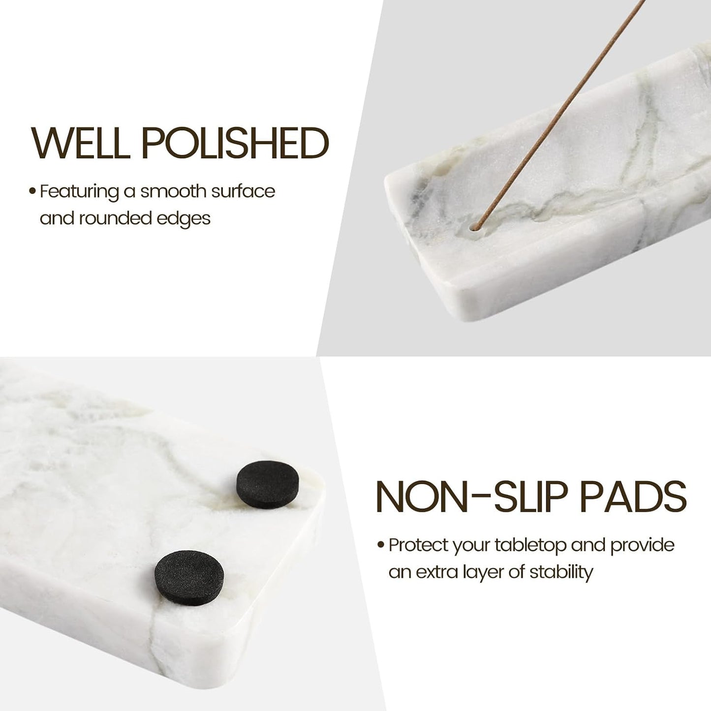 Koville Marble Incense Holder, Incense Holder for Sticks, Incense Sticks Holder Ash Catcher for Meditation Yoga SPA, Natural Stone Incense Burner, Home Table Decor (Grey)