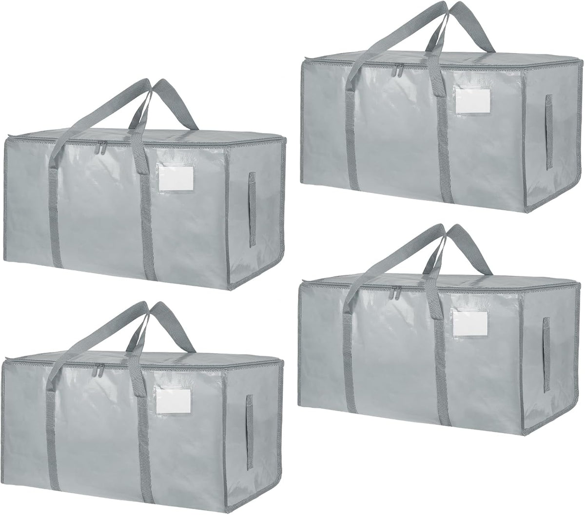 Moving Bags Extra Large - Heavy Duty Storage Totes with Wrap-Around Handles & Reinforced Zippers - Foldable Moving Box Alternative, Water-Resistant for Dorm, Closet & Under Bed Storage (Clear)