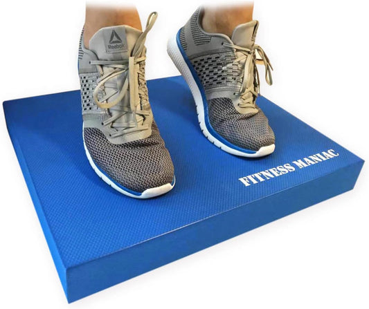 FITNESS MANIAC USA Balance Pad Physical Therapy Gym Exercise Mat & Foam Trainer Stability Disc Fitness Training Yoga Blue XL Cushion and Core Pads for Fit Seniors Exercises Balancing
