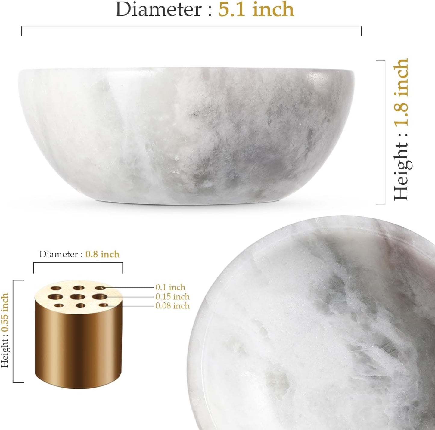 Koville Italian Travertine Incense Holder, 6" Incense Holders for Sticks, Sturdy Incense Burner Ash Catcher, Ideal for Meditation, Relaxing, Easy to Clean