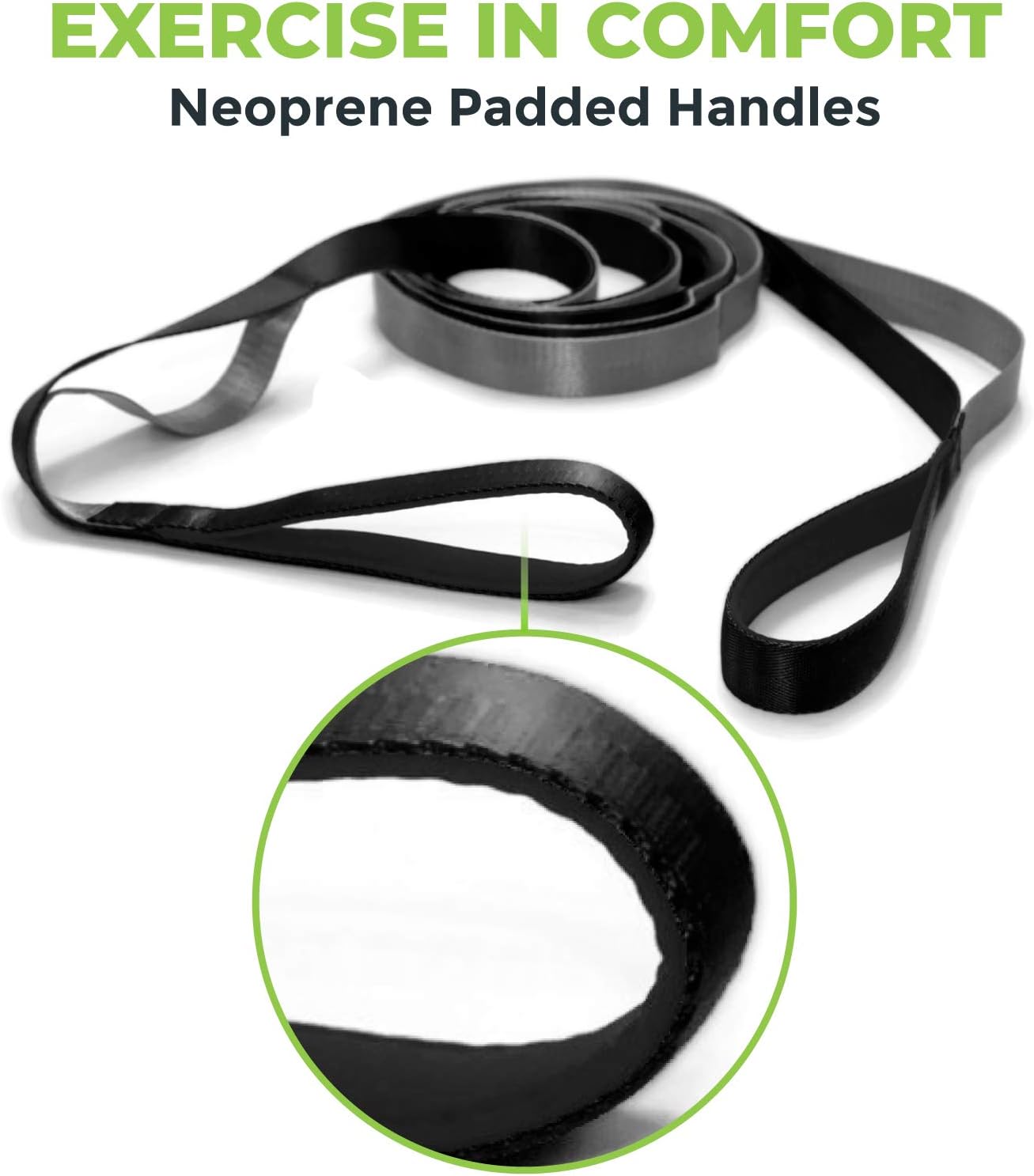 Gradient Fitness Stretching Strap for Physical Therapy, 12 Multi-Loop Stretch Strap 1" W x 8' L, Neoprene Handles, Physical Therapy Equipment, Yoga Straps for Stretching, Leg Stretcher.