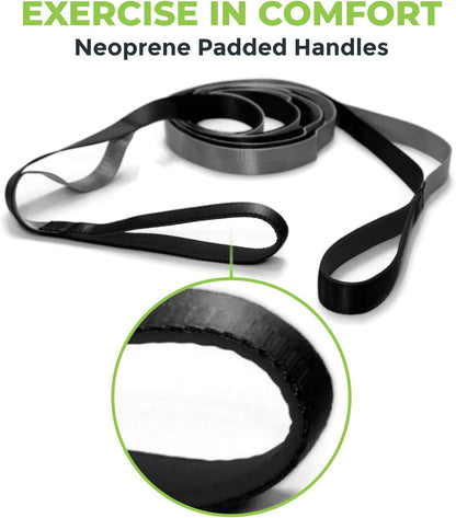 Gradient Fitness Stretching Strap for Physical Therapy, 12 Multi-Loop Stretch Strap 1" W x 8' L, Neoprene Handles, Physical Therapy Equipment, Yoga Straps for Stretching, Leg Stretcher.