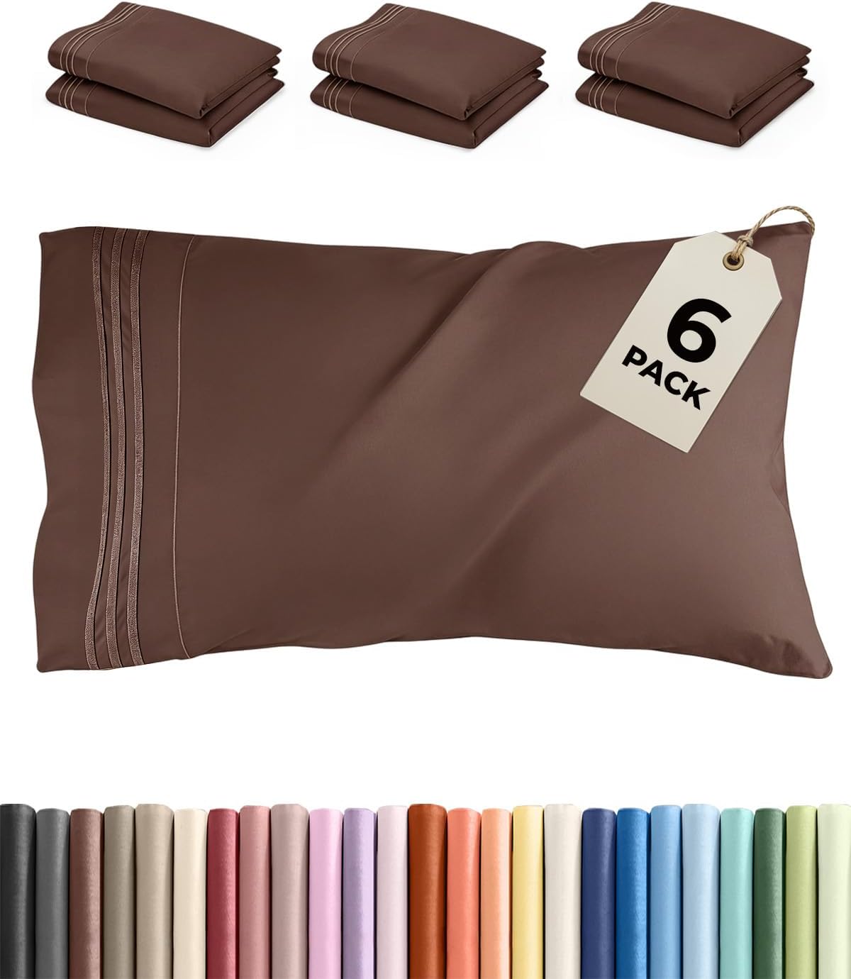 Standard Pillow Cases Set of 10 - Ultra Soft Hotel Quality Pillowcase Covers - Comfy, Cozy & Wrinkle Free - Shrink, Stain and Fade Resistant - Machine Washable Pillow Protectors - 10 Pcs Set - White - Colors A