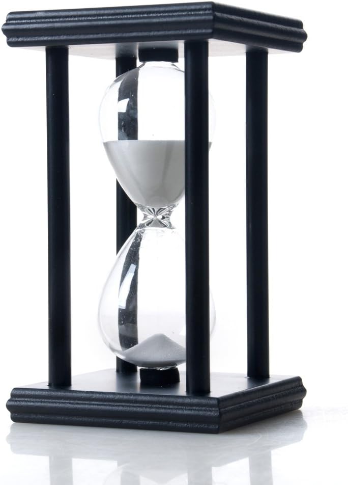 60 Minutes Hourglass, Wood Sand Timer, White | 4 x 4 x 8 inch Sand Clock