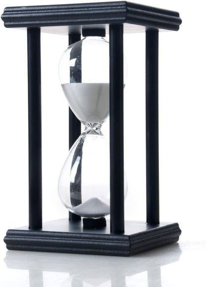 60 Minutes Hourglass, Wood Sand Timer, White | 4 x 4 x 8 inch Sand Clock