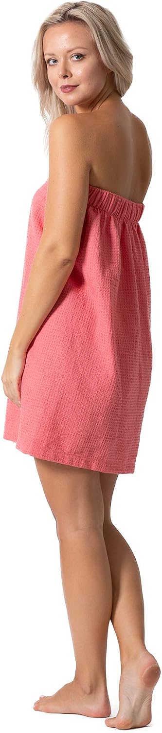 Turkish Linen Women’s Waffle Spa Body Wrap with Adjustable Closure