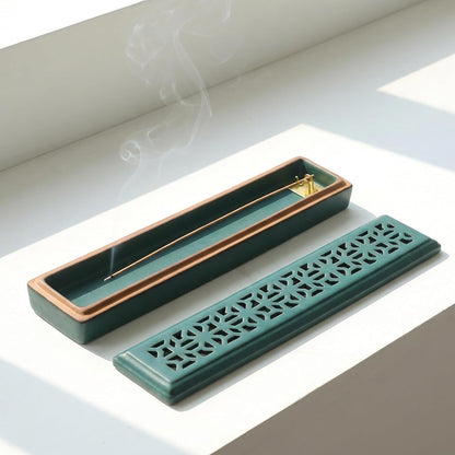 CEREMONY Incense Holder for Sticks, Ceramic Insence-Stick Holder Ash Catcher, Incense Holder Timkburner for Meditation Yoga Spa Room Incense Holder (Lever Brown)