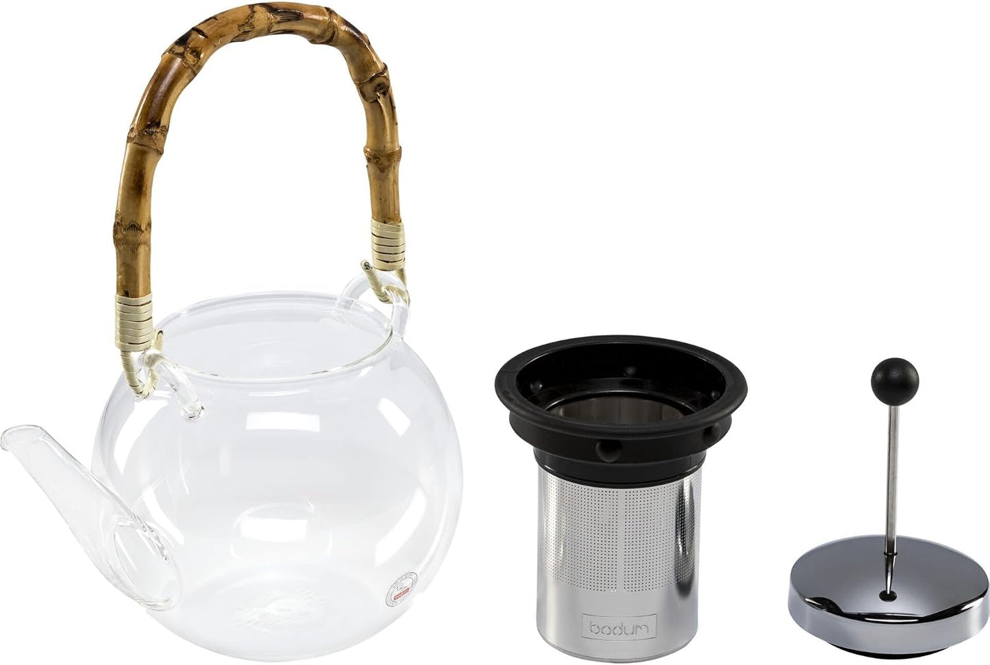 Bodum 34oz Assam Glass Tea Press with Stainless Steel Filter, Black Plastic Lid