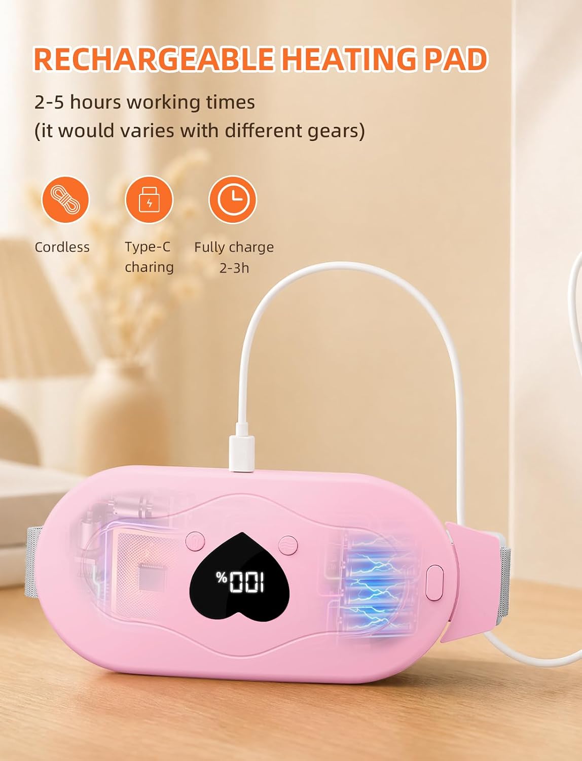 Glyduny Portable Heart Heating Pads, Electric Cordless Heat Pad