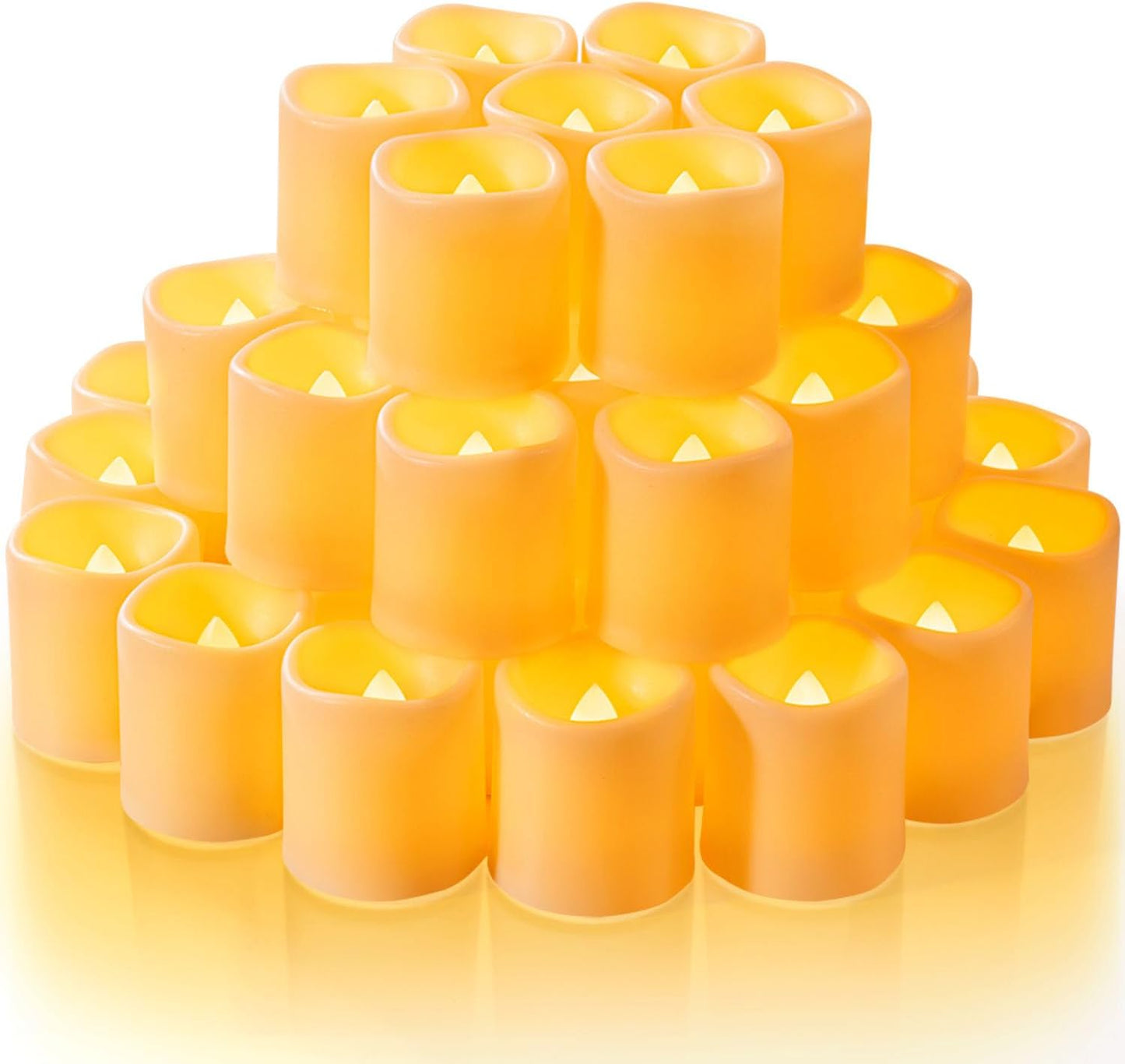 Homemory 24Pack Flickering Flameless Votive Candles for Wedding Decoration, 200+Hour Warm White Battery Operated LED Tealight, Electric Fake Candles for Party, Receptions, Halloween, Christmas